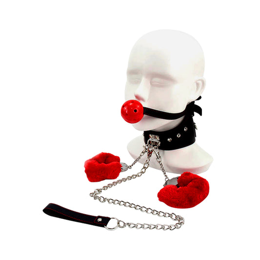SM Slave Adult Game Bondage Restraint Handcuffs Collar Mouth Ball Gag Erotic Toy Couples Kit