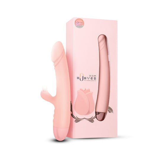 Wowyes 3-in-1 Spinning Vibrator Rabbit Dildo Massager Body Safe Silicone Vibration Sex Toy for Women Waterproof