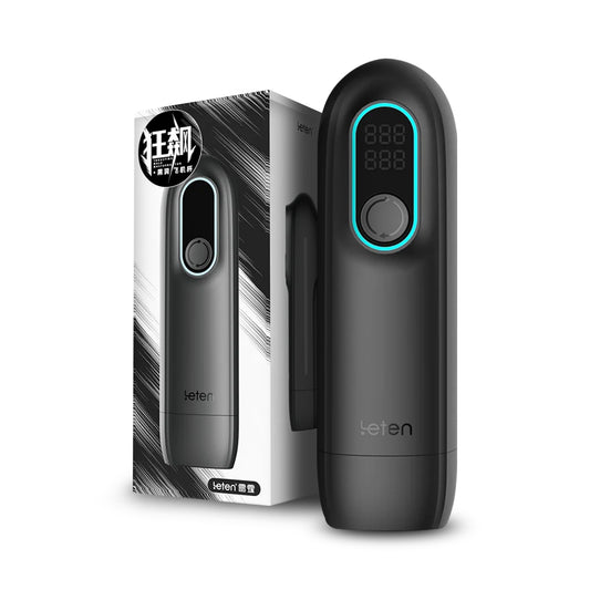 Leten Raging Storm Automatic Piston Blowjob Heating Black Hole Jet Masturbator Cup