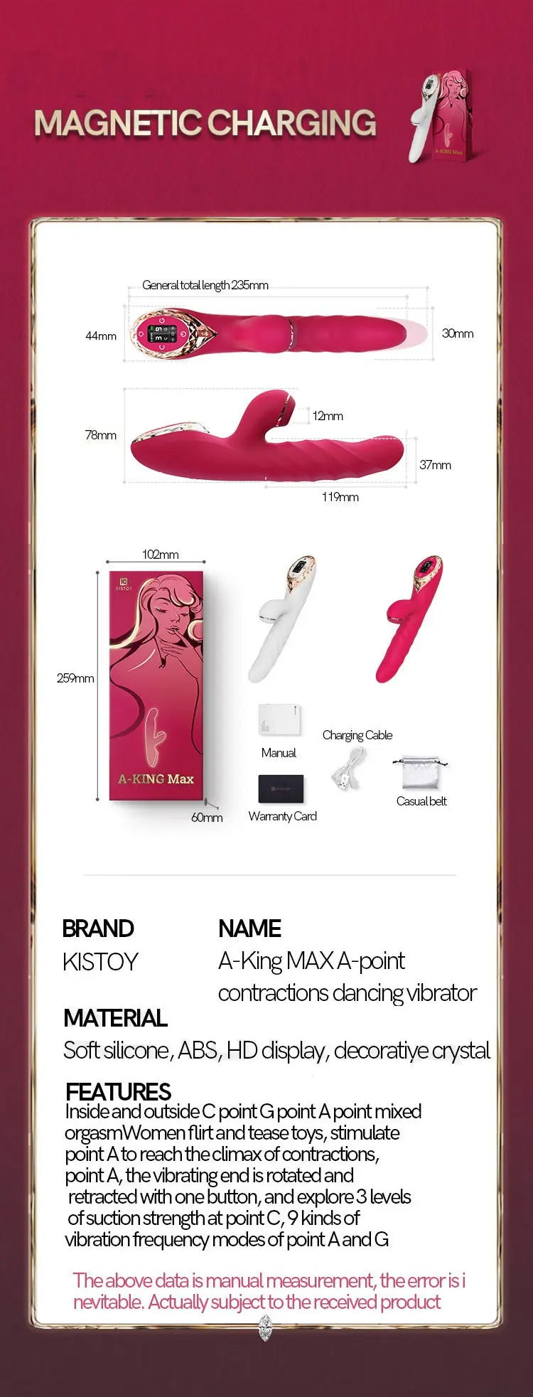 Kistoy A-King Max Rabbit Vibrator Sextoy for Women/ Men