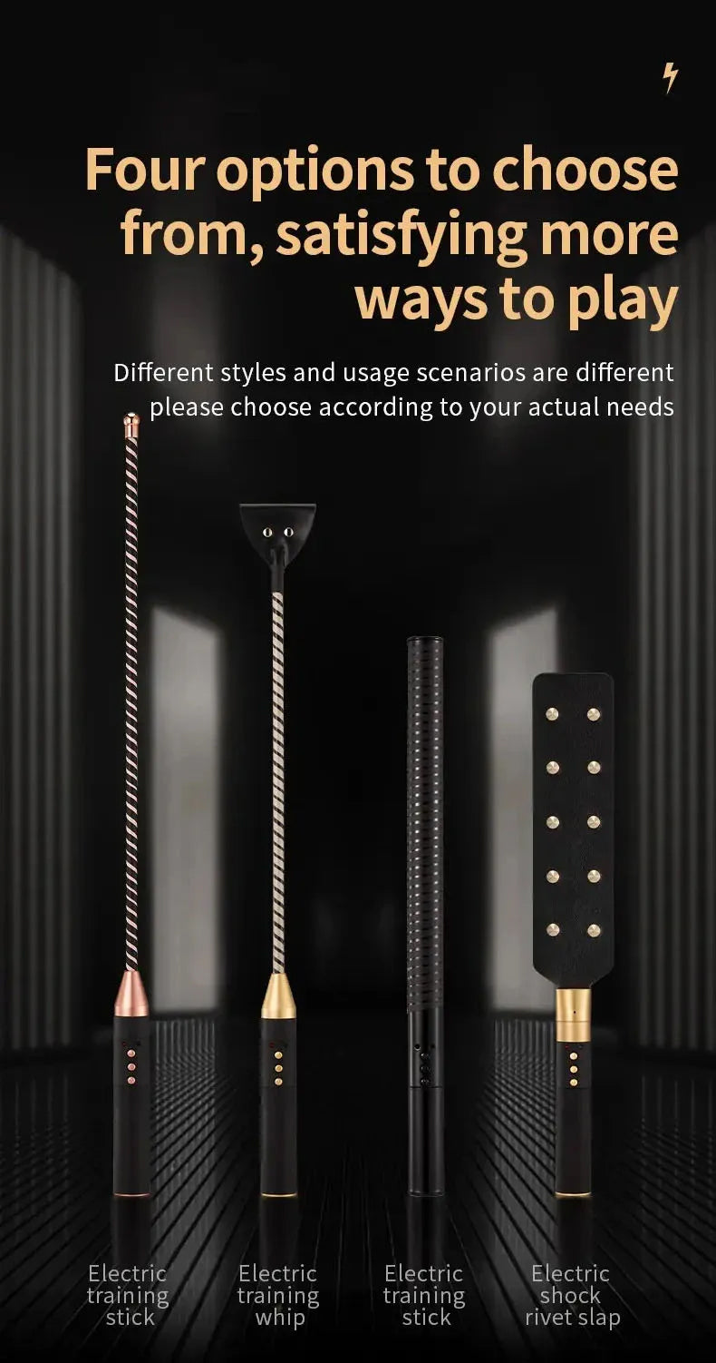 Premium Bondage Whip with ESTIM Electric Shock S&M Toy 100% Faux Leather Bondage Games Sextoy For Men Women and Couples