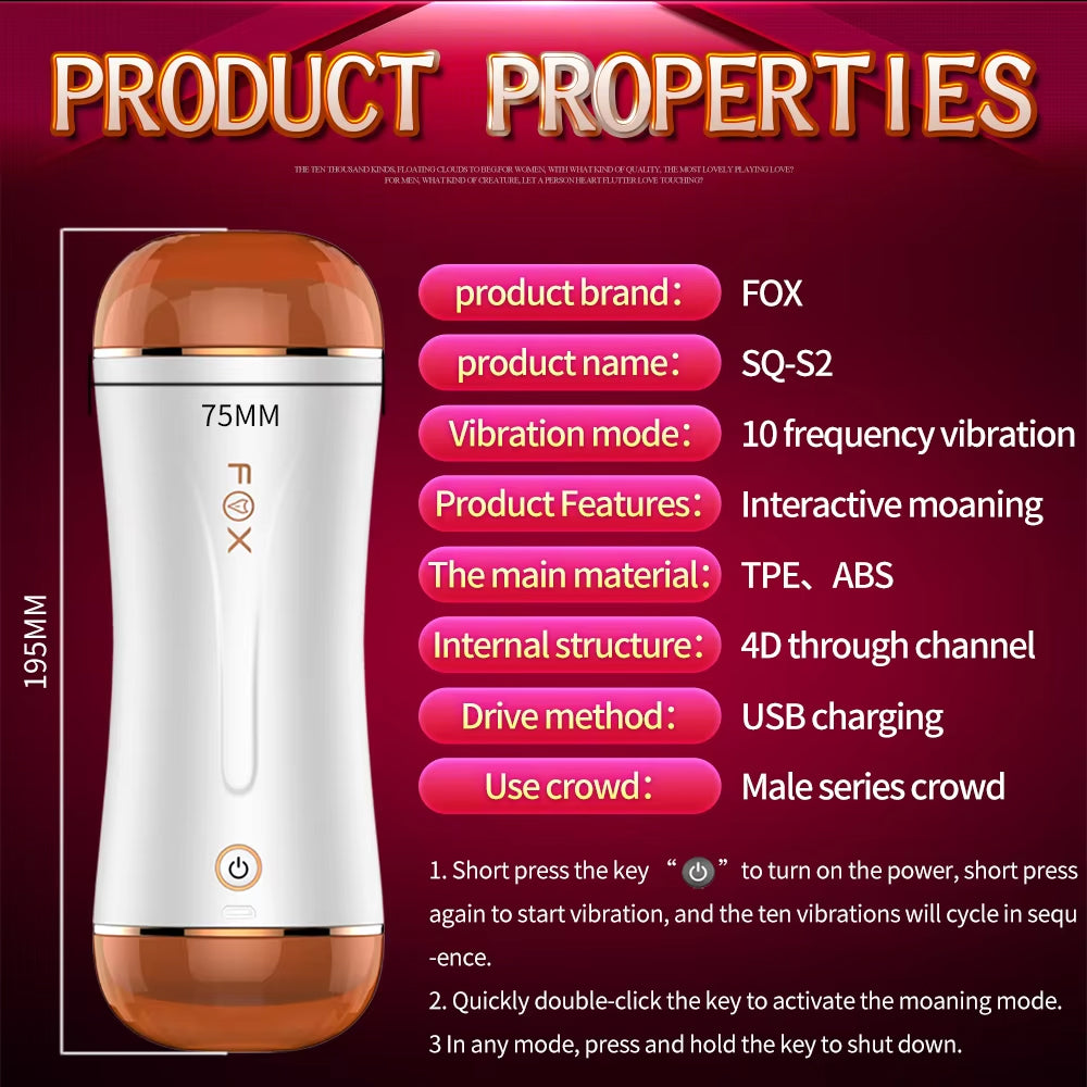 Fox S2 Male Oral Sex Machine Men Masturbation Cup