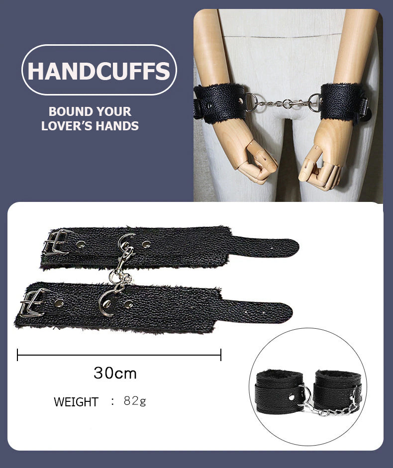 10pc Set BDSM S&M Leather Set Couple Adult Flirting Sextoys