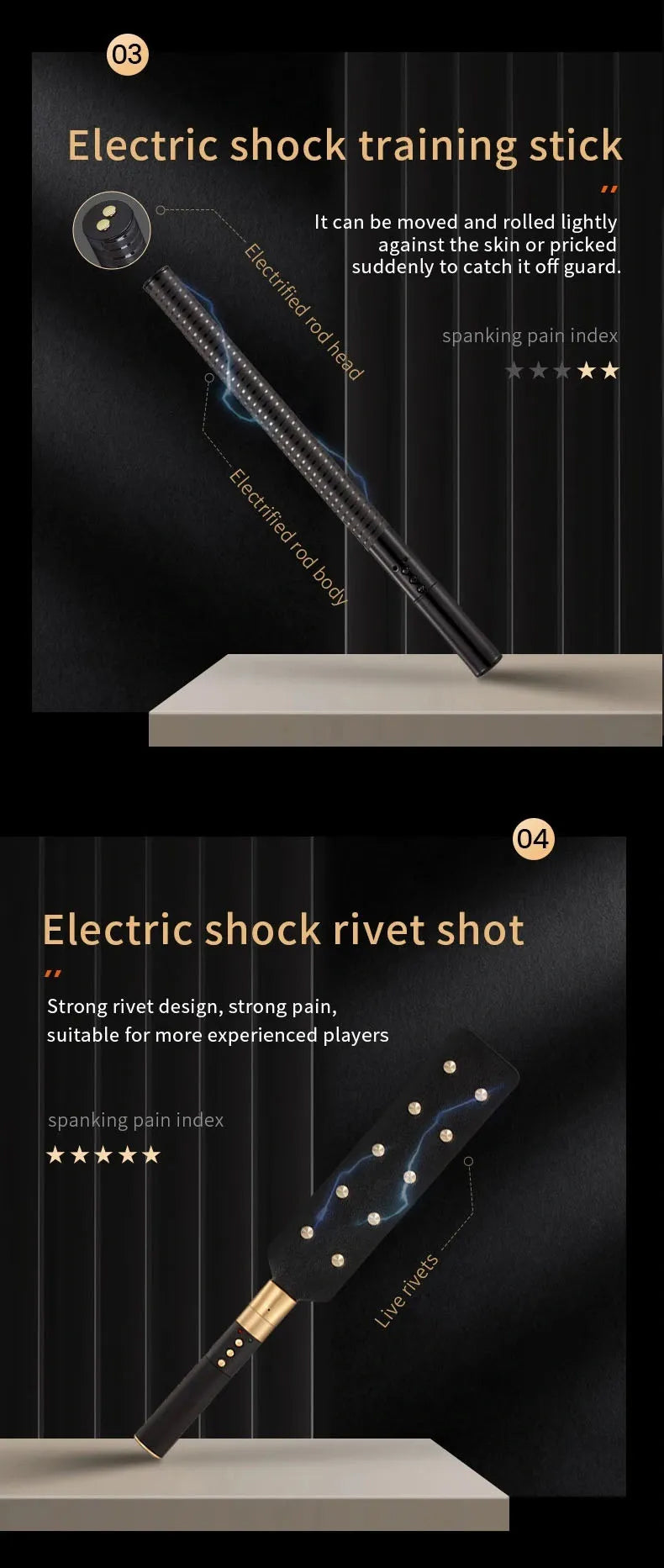 Premium Bondage Whip with ESTIM Electric Shock S&M Toy 100% Faux Leather Bondage Games Sextoy For Men Women and Couples