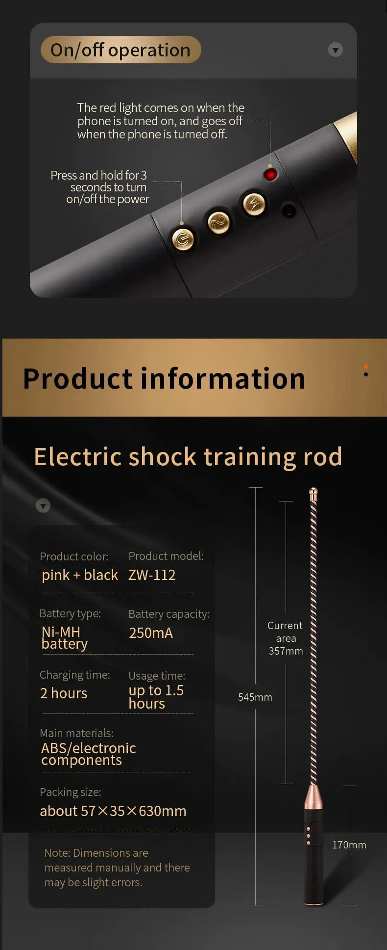 Premium Bondage Whip with ESTIM Electric Shock S&M Toy 100% Faux Leather Bondage Games Sextoy For Men Women and Couples