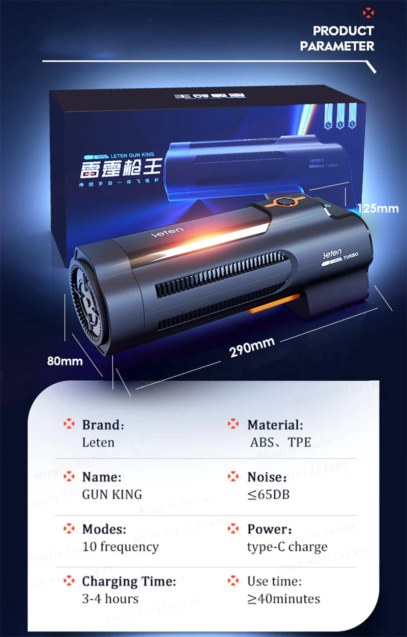 Leten Gun King Male Automatic Oral/Sucking Sex Toy Masturbator Cup
