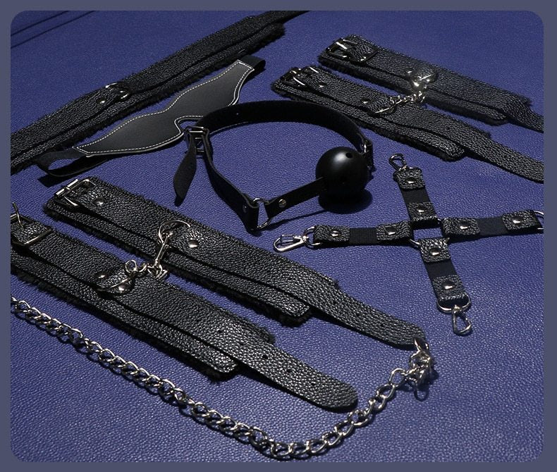 10pc Set BDSM S&M Leather Set Couple Adult Flirting Sextoys