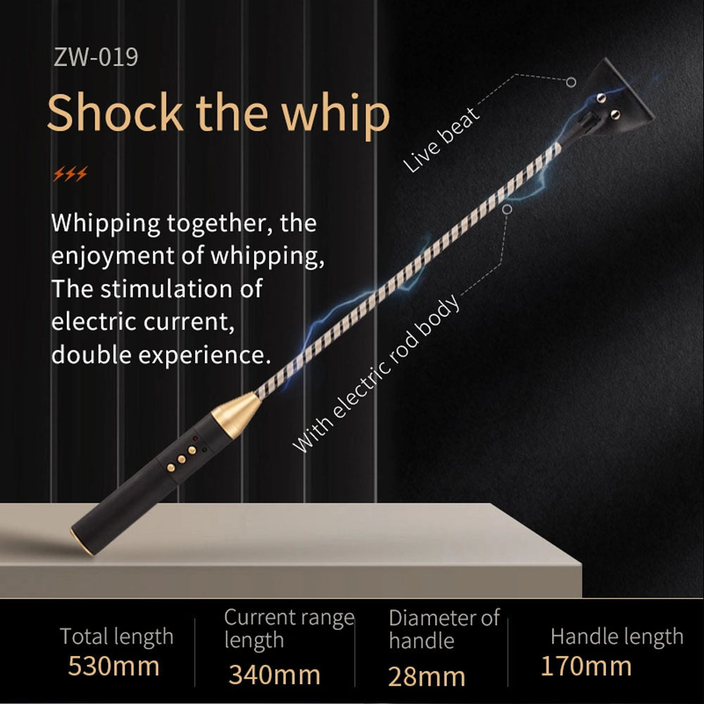 Premium Bondage Whip with ESTIM Electric Shock S&M Toy 100% Faux Leather Bondage Games Sextoy For Men Women and Couples