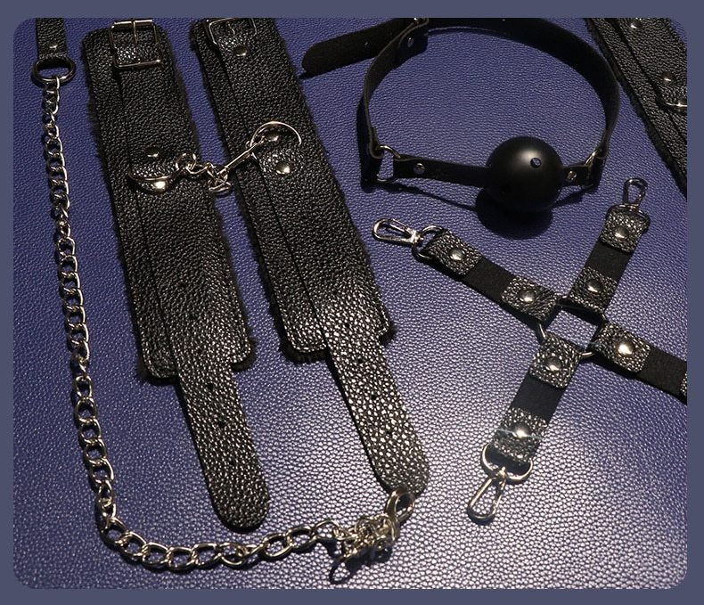 10pc Set BDSM S&M Leather Set Couple Adult Flirting Sextoys