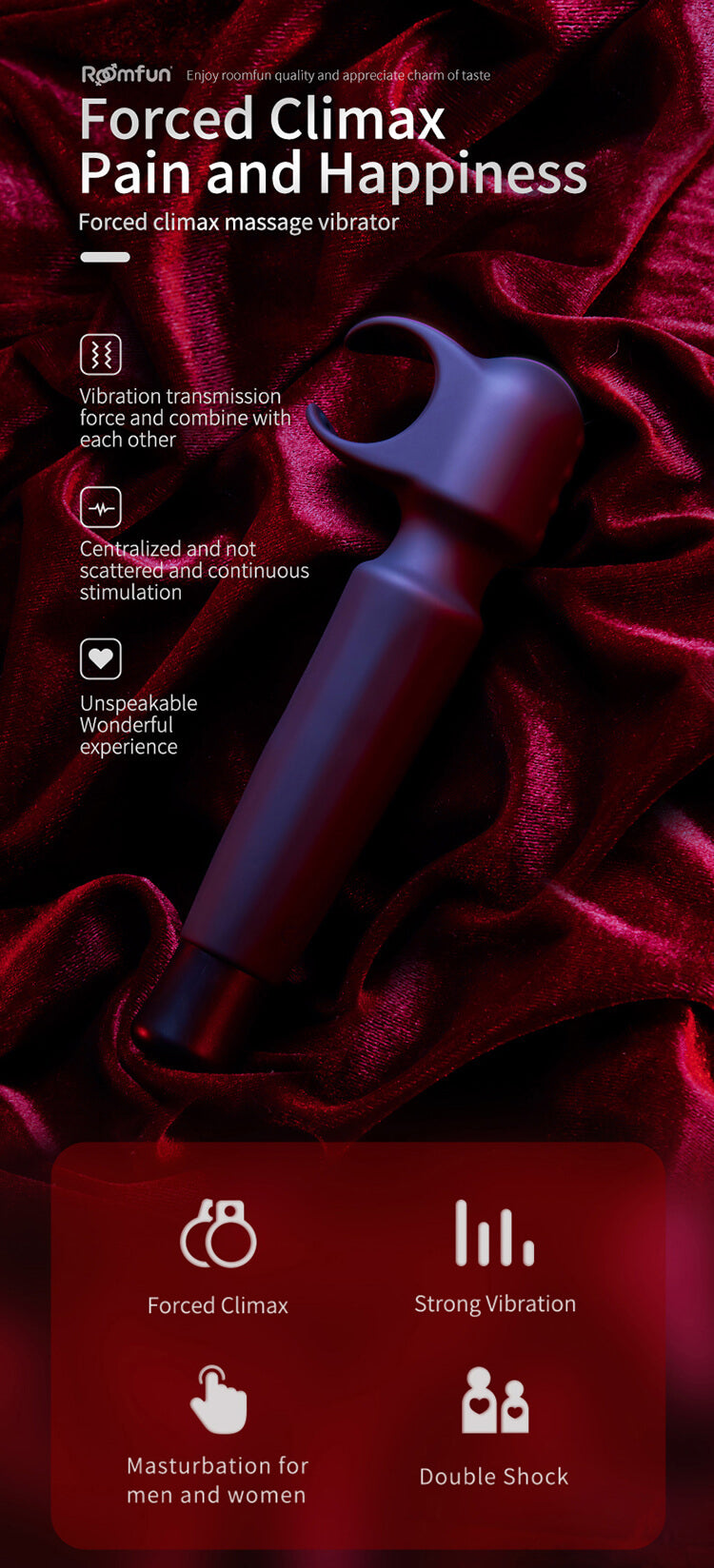 Roomfun Forced Orgasm BDSM Massage Vibrator Sextoy for Men
