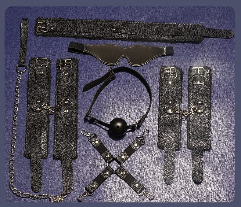 10pc Set BDSM S&M Leather Set Couple Adult Flirting Sextoys