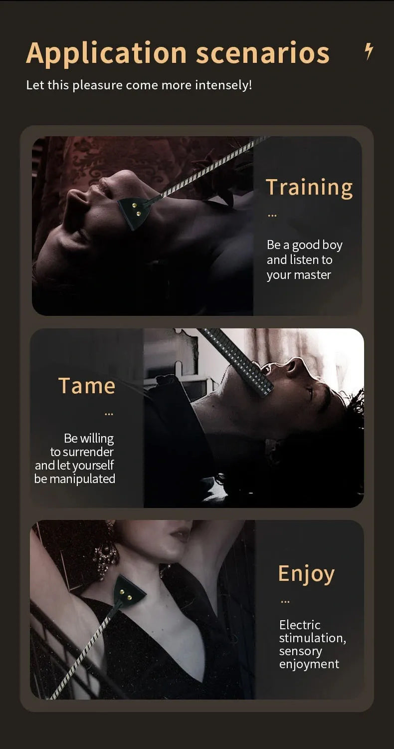 Premium Bondage Whip with ESTIM Electric Shock S&M Toy 100% Faux Leather Bondage Games Sextoy For Men Women and Couples
