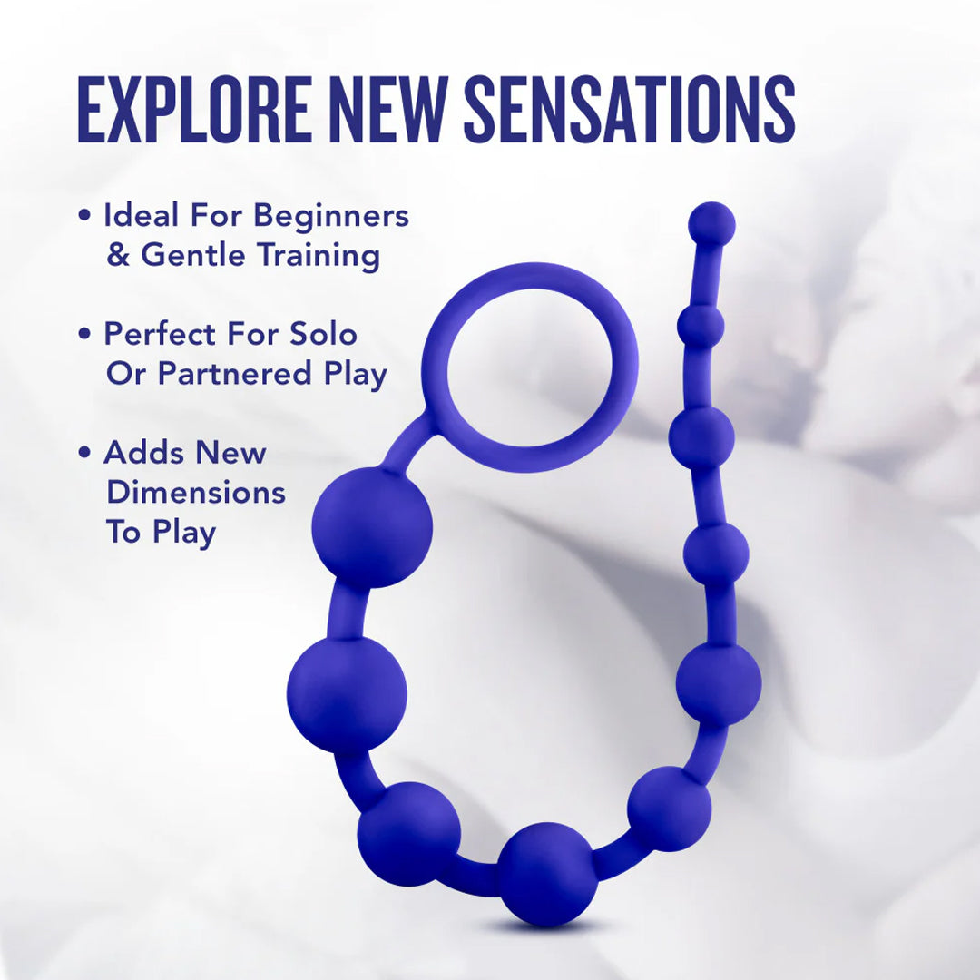 Blush 10 Anal Beads Lush 12.5" Ultrasilk Platinum Silicone Beaded Butt Chain Graduated Balls Safe Pull Ring Sextoy for Women Men Couples