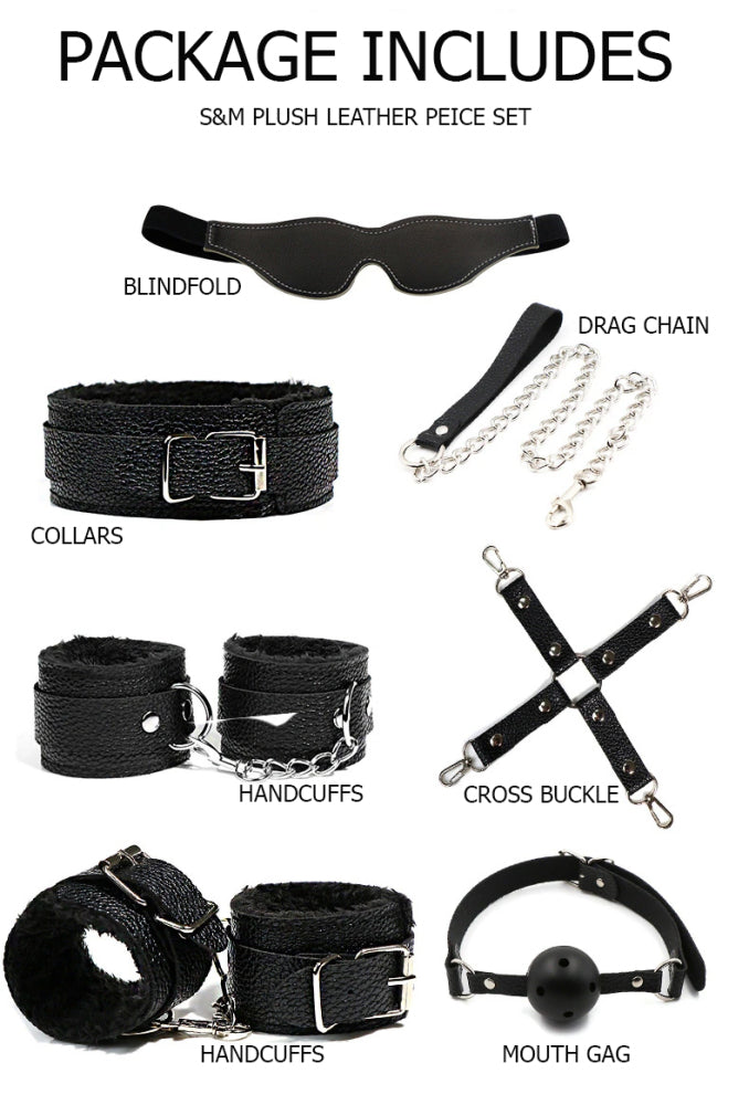 10pc Set BDSM S&M Leather Set Couple Adult Flirting Sextoys