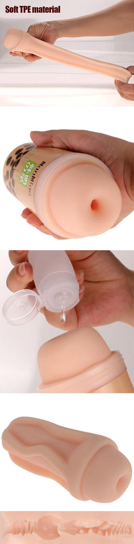 Male Masturbator Artificial Soft Sucking Penis Pump Deep Throat Pearl Milk Tea Cup Gift for Boyfriend Sextoy for Men