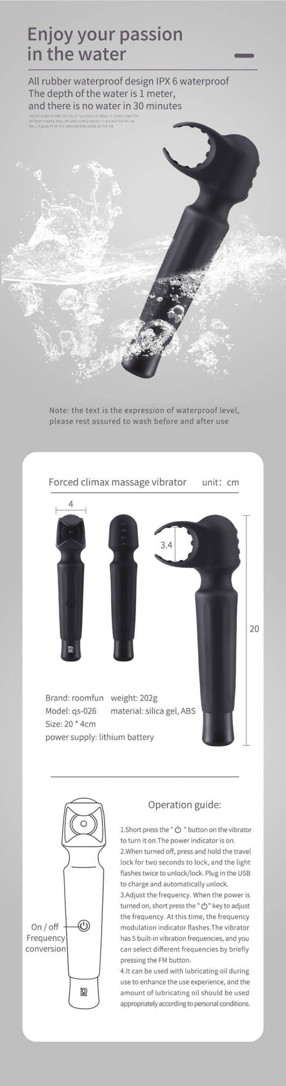 Roomfun Forced Orgasm BDSM Massage Vibrator Sextoy for Men