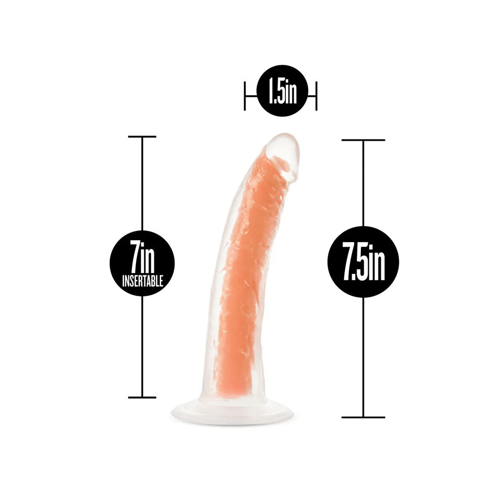 Neo Elite By Blush Lavo Glow In The Dark Neon Orange: 7.5-Inch Long Dildo - Made with Purio Silicone & SensaFeel Dual Density Realistic Technology