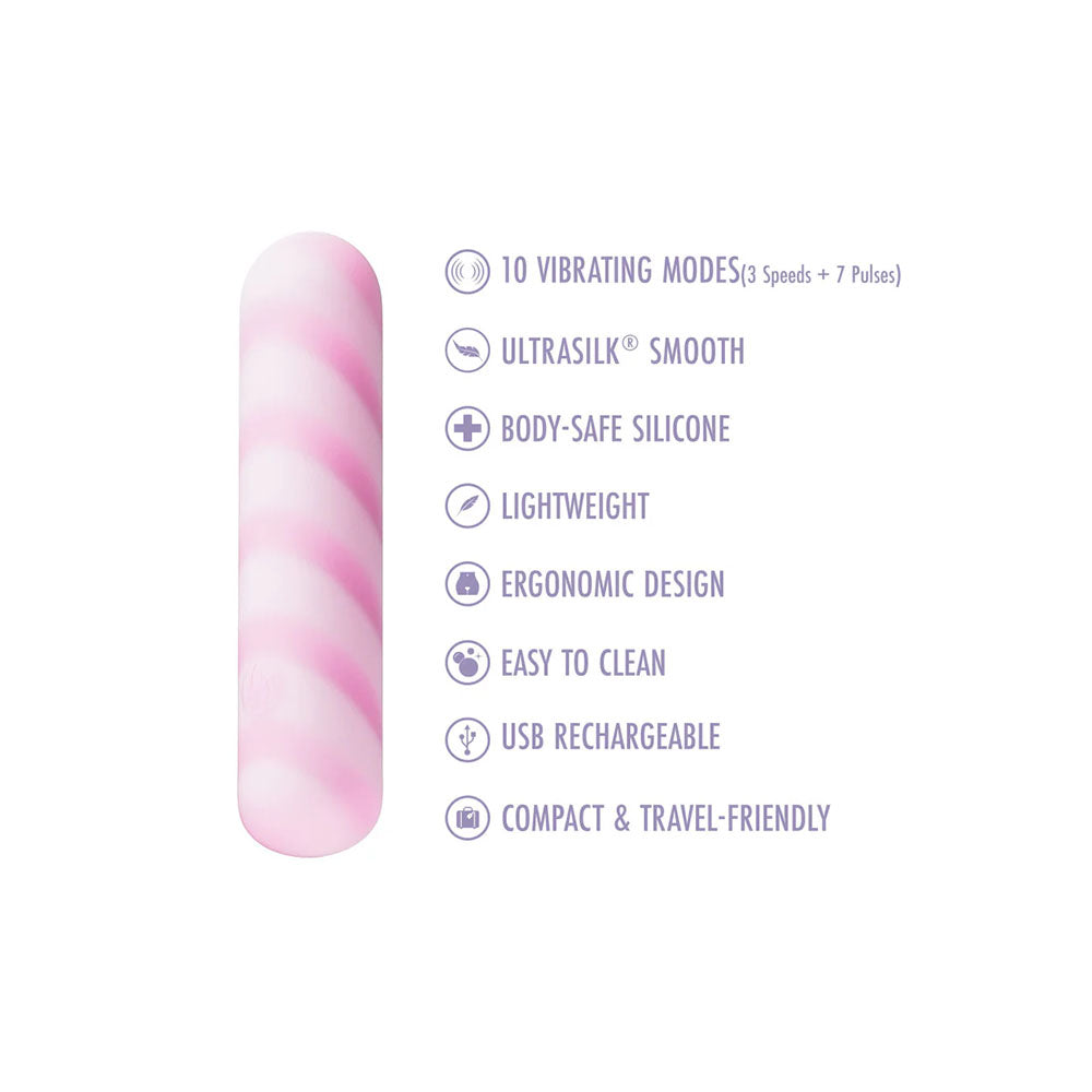 Play With Me by Blush Sugar Crush 4 Inch Silicone Bullet Vibrator – USB Rechargeable Clitoral Nipple Massager – In Pink