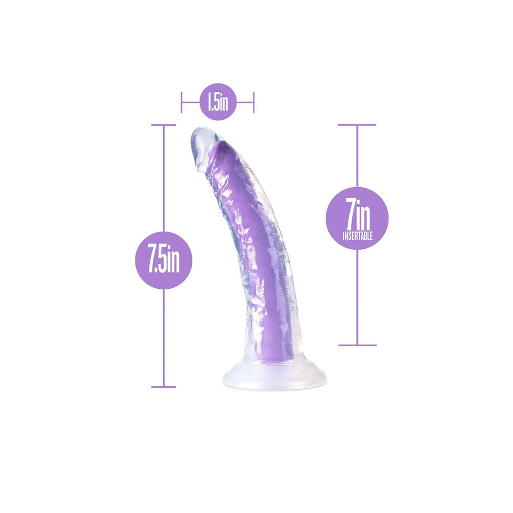 Neo Elite By Blush Glow In The Dark Neon Purple: 7.5-Inch Long Dildo - Made with Purio Silicone & SensaFeel Dual Density Realistic Technology