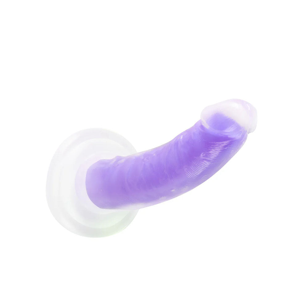 Neo Elite By Blush Glow In The Dark Neon Purple: 7.5-Inch Long Dildo - Made with Purio Silicone & SensaFeel Dual Density Realistic Technology