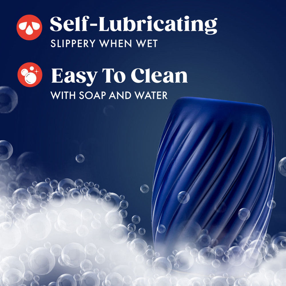 Rize! By Blush Turbine Self-Lubricating Pocket Stroker - Made With Ultra Soft X5 Plus Material - 3 Erotic Chambers - Blue