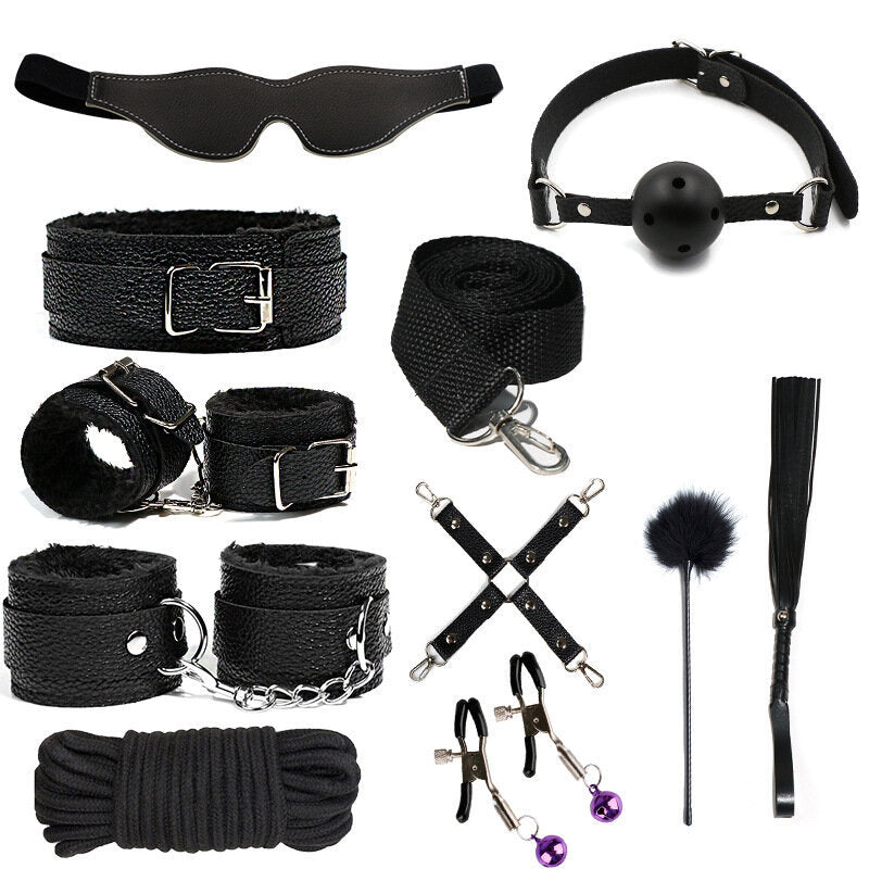 10pc Set BDSM S&M Leather Set Couple Adult Flirting Sextoys
