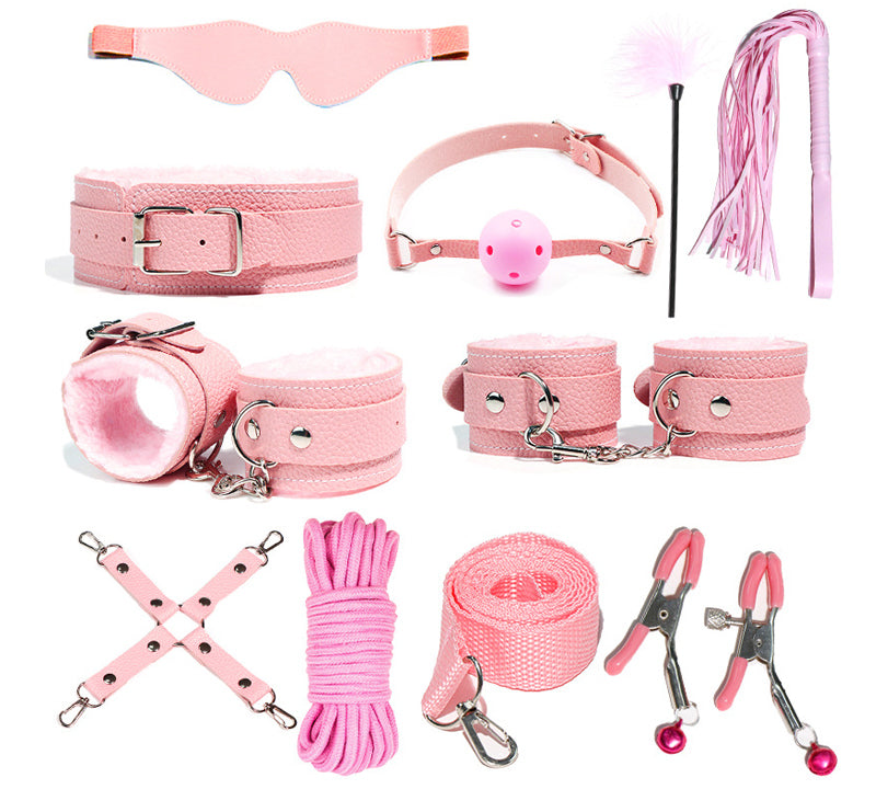 10pc Set BDSM S&M Leather Set Couple Adult Flirting Sextoys