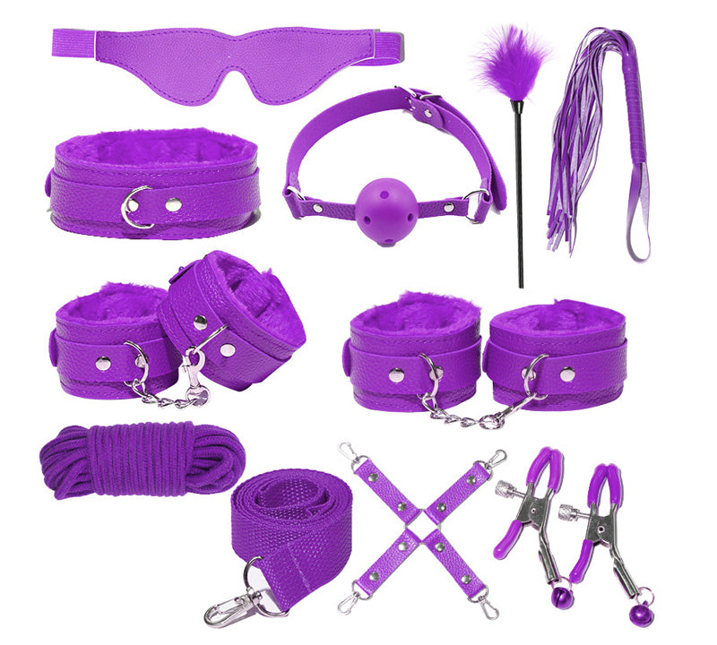 10pc Set BDSM S&M Leather Set Couple Adult Flirting Sextoys