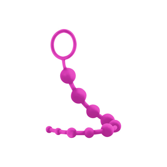 Blush 10 Anal Beads Lush 12.5" Ultrasilk Platinum Silicone Beaded Butt Chain Graduated Balls Safe Pull Ring Sextoy for Women Men Couples