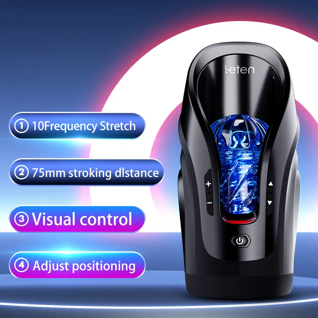Leten Pro Deep Throat Blowjob Masturbation Sex Toy Powerful High Speed Male Masturbator, Telescopic for Men