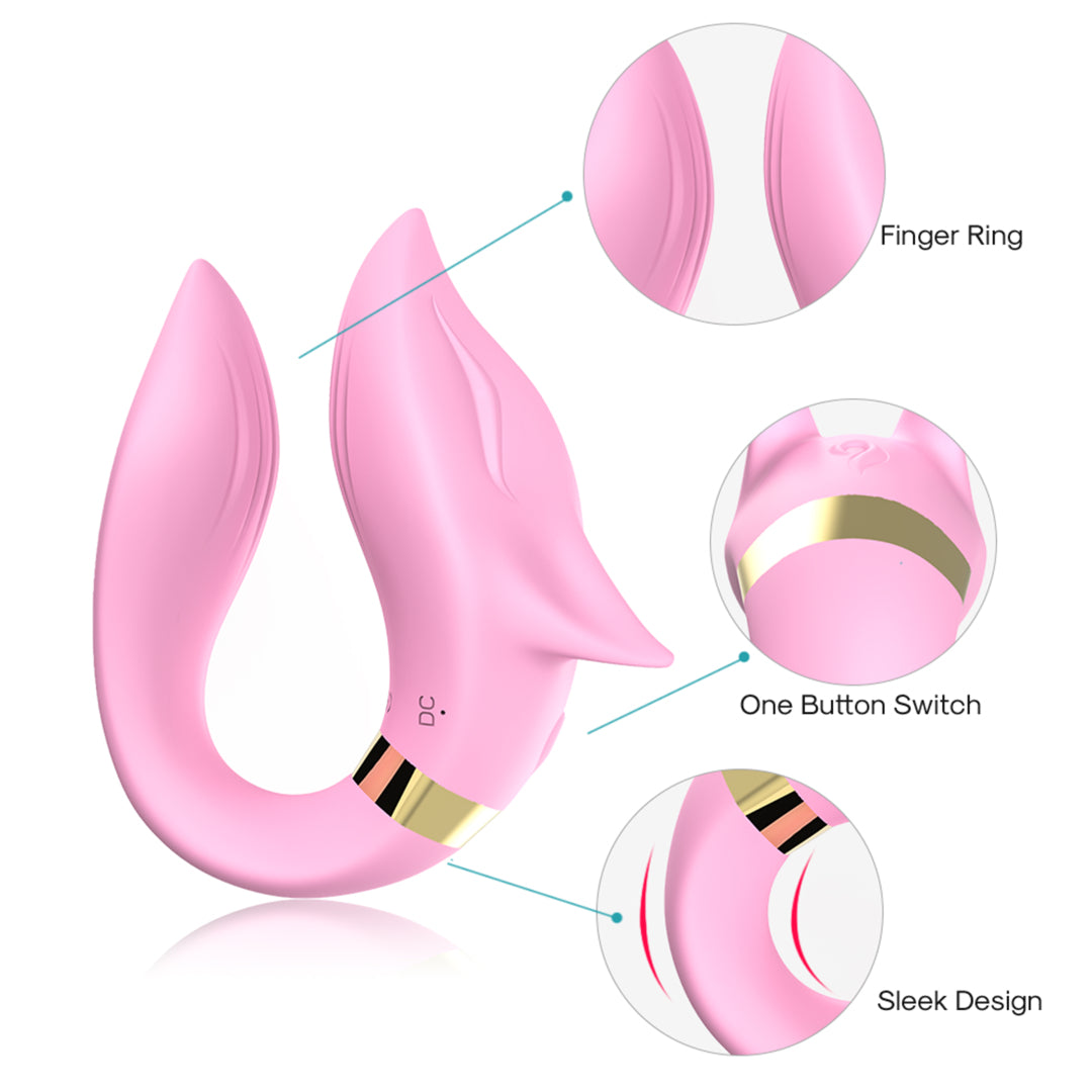 2 Headed Fox Wearable Vibrator Clit Massager Body Safe Silicone for woman