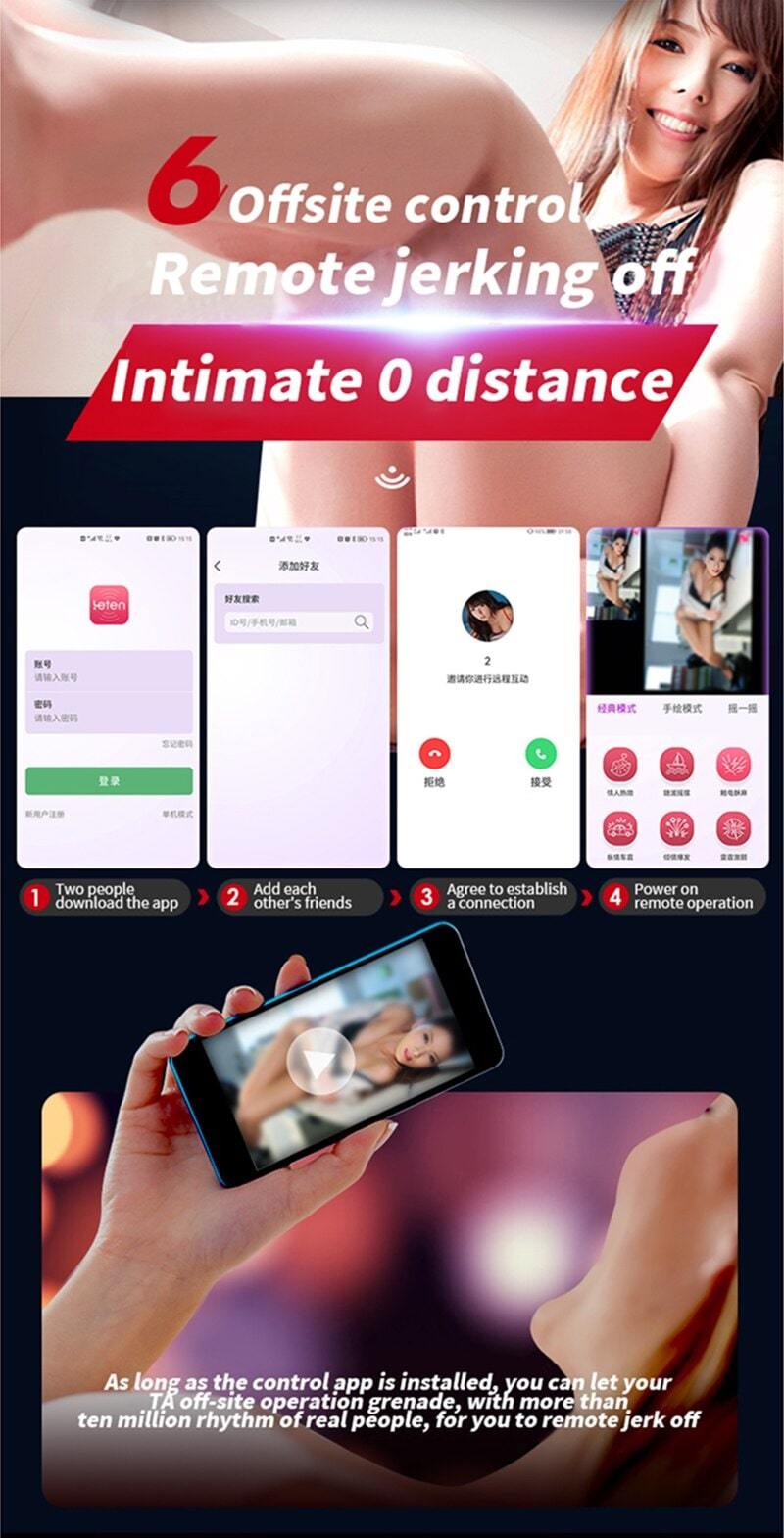 Leten Grenade APP Controlled Vibrating Realistic Male Masturbation Cup Sextoy for Men