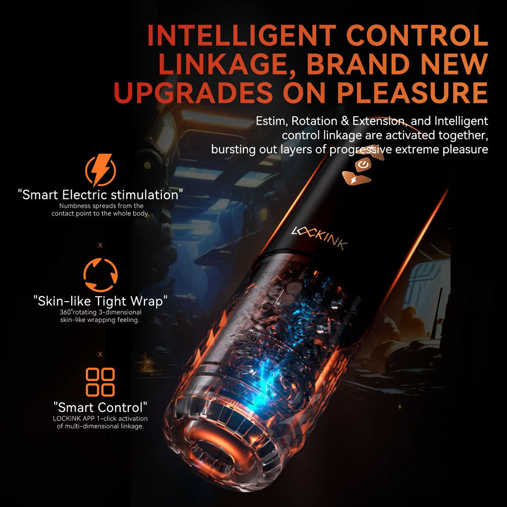 Lockink Smart App Control Estim Masturbator with Telescopic Rotation Technology Sextoy for Men