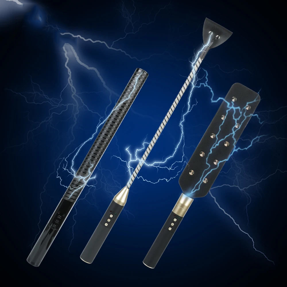RoomFun Premium Bondage Whip with ESTIM Electric Shock S&M Toy 100% Faux Leather Bondage BDSM Sextoy For Men Women and Couples