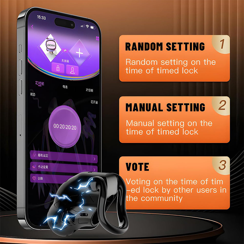Lockink App Controlled Timed Estim Chastity Cage