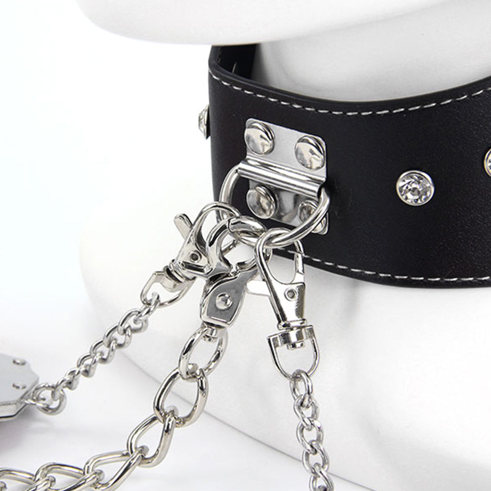 SM Slave Adult Game Bondage Restraint Handcuffs Collar Mouth Ball Gag Erotic Toy Couples Kit