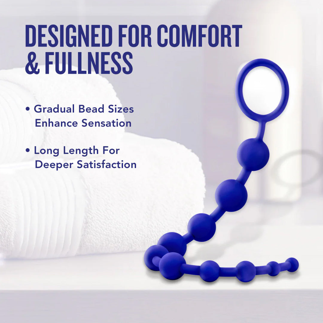 Blush 10 Anal Beads Lush 12.5" Ultrasilk Platinum Silicone Beaded Butt Chain Graduated Balls Safe Pull Ring Sextoy for Women Men Couples