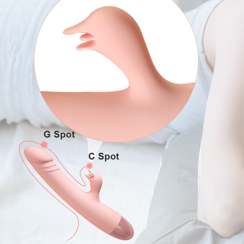 Wowyes 3-in-1 Spinning Vibrator Rabbit Dildo Massager Body Safe Silicone Vibration Sex Toy for Women Waterproof