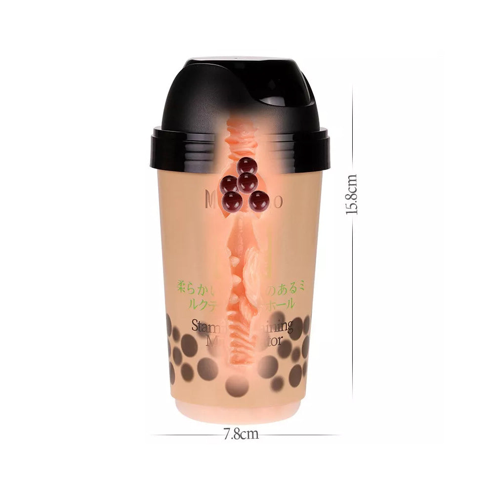 Male Masturbator Artificial Soft Sucking Penis Pump Deep Throat Pearl Milk Tea Cup Gift for Boyfriend Sextoy for Men