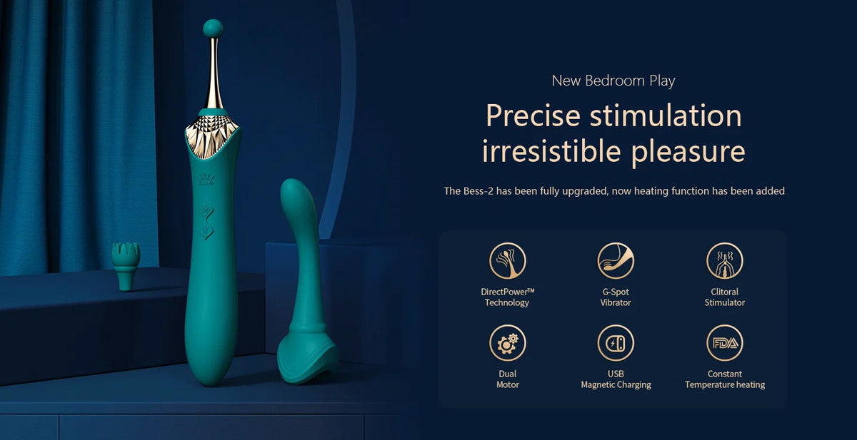 Zalo Bess 2 Clitoral Vibrator Wand Dildo with 4 Included special tips for Women