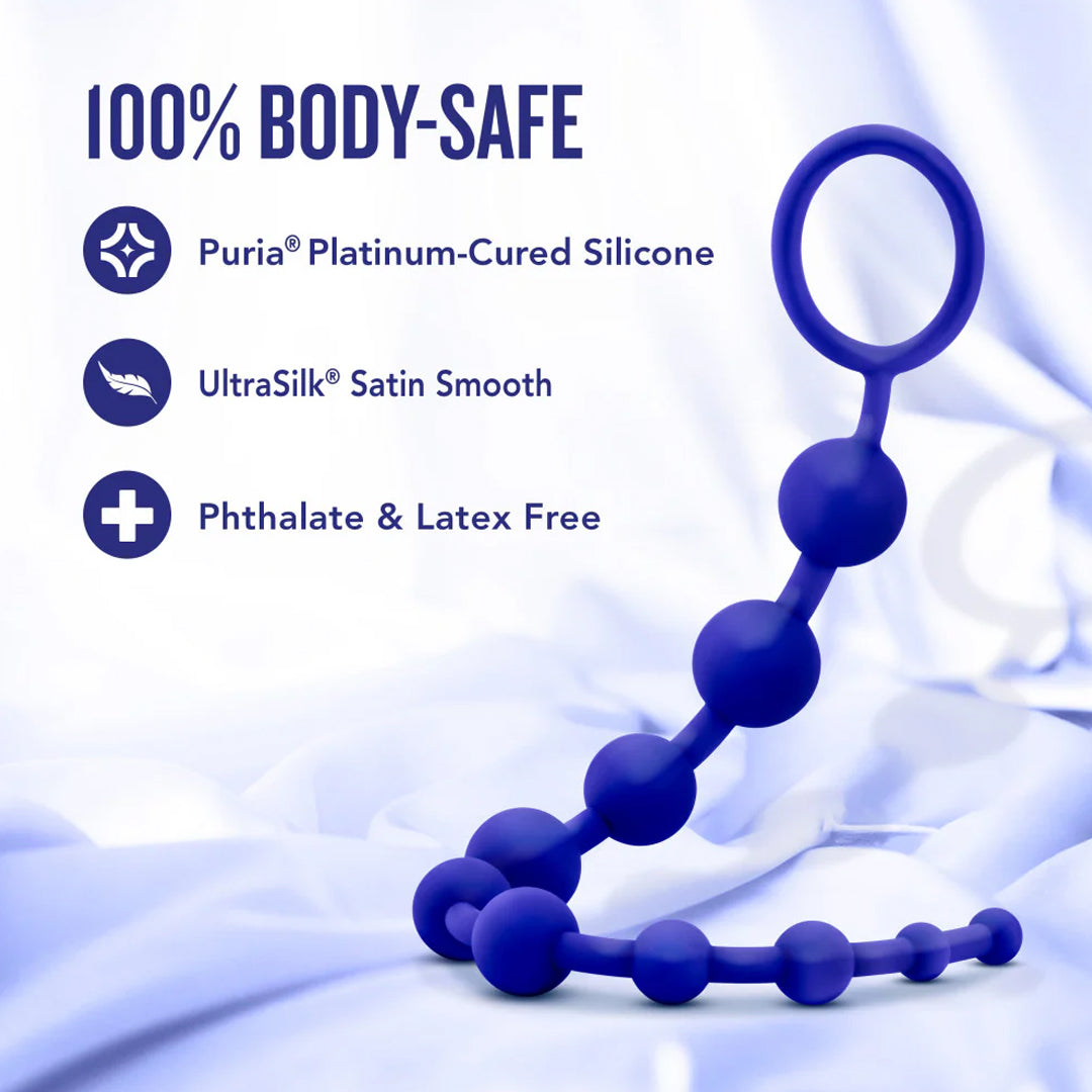Blush 10 Anal Beads Lush 12.5" Ultrasilk Platinum Silicone Beaded Butt Chain Graduated Balls Safe Pull Ring Sextoy for Women Men Couples