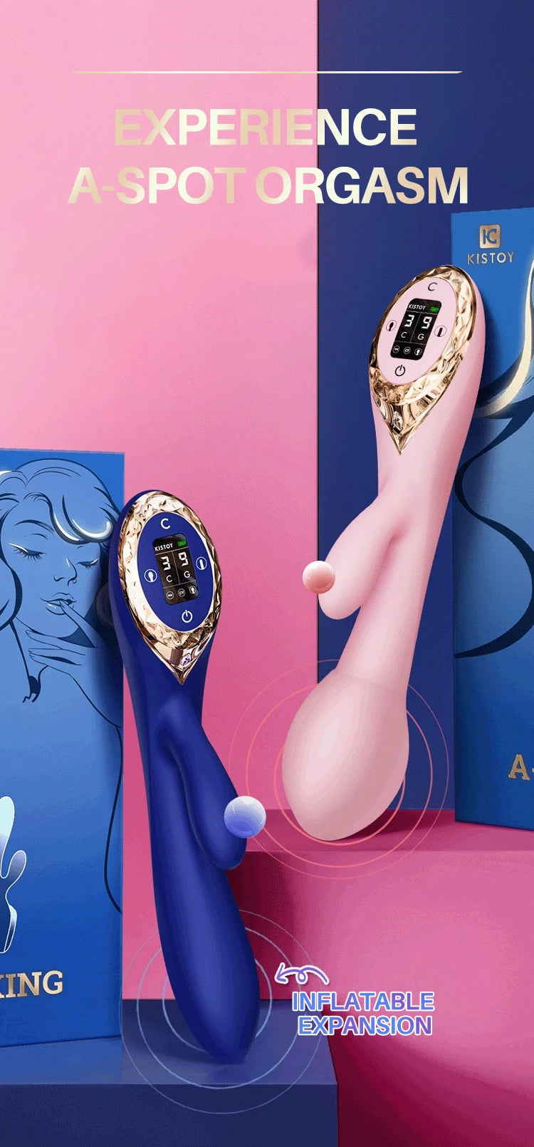 Kisstoy A-KING LED Screen Inflatable Vibrator Sextoy for Women/Men
