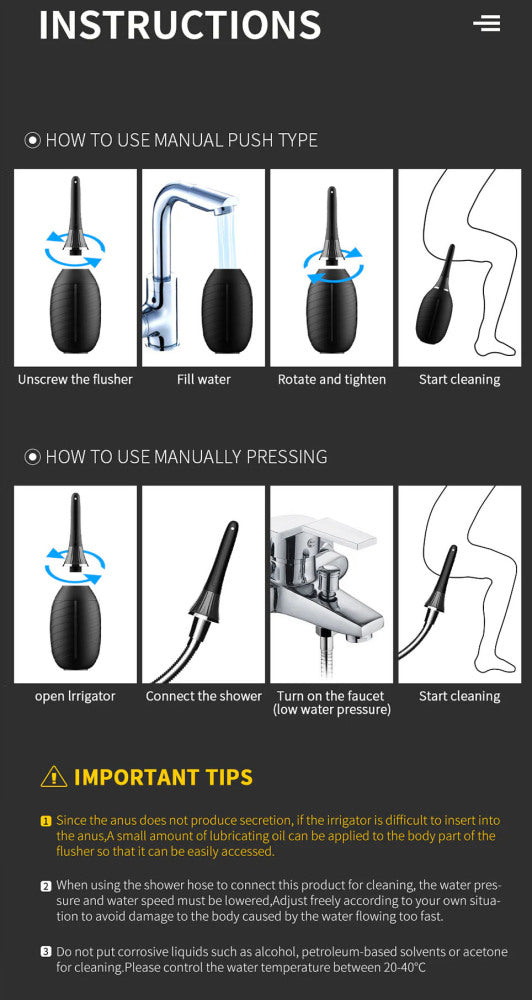 Jeusn Anal Irrigator Rinse once and clean no pain Anal cleaning