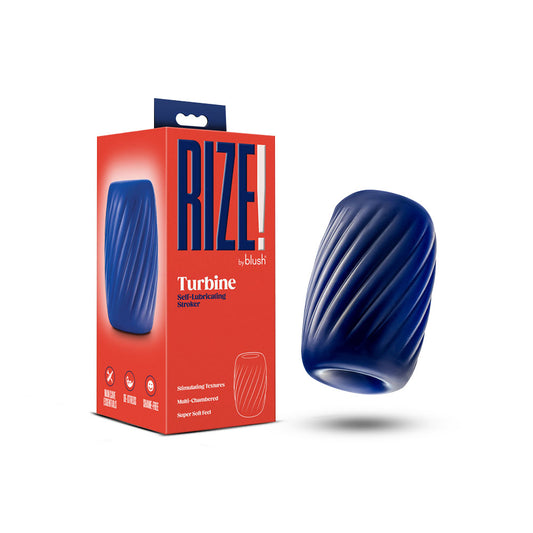 Rize! By Blush Turbine Self-Lubricating Pocket Stroker - Made With Ultra Soft X5 Plus Material - 3 Erotic Chambers - Blue
