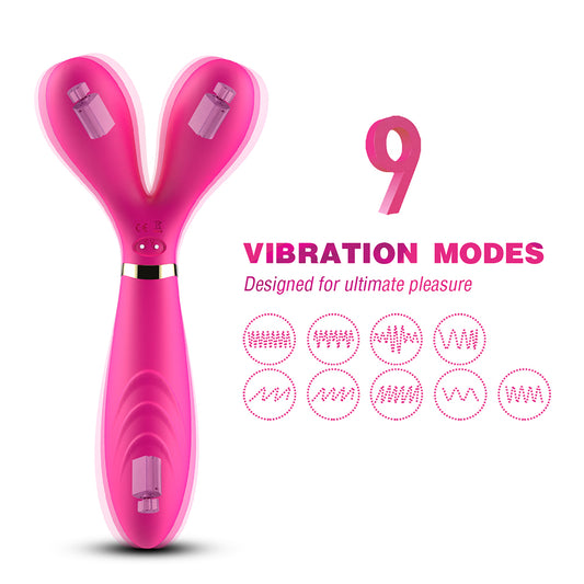 3 Headed Wand Vibrator Massager Body Safe Silicone Vibration Sex Toy for Women